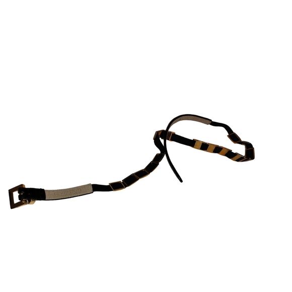 Perry Ellis Black Belt with Gold buckles and links stretchy - Picture 3 of 5